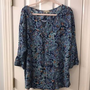 Democracy 3/4 Sleeve Blouse Shirt Size XL